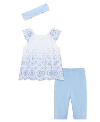 LITTLE ME BEBE NIÑA CONJ. DE PANTALON WOVEN TUNIC EYELET BLUE