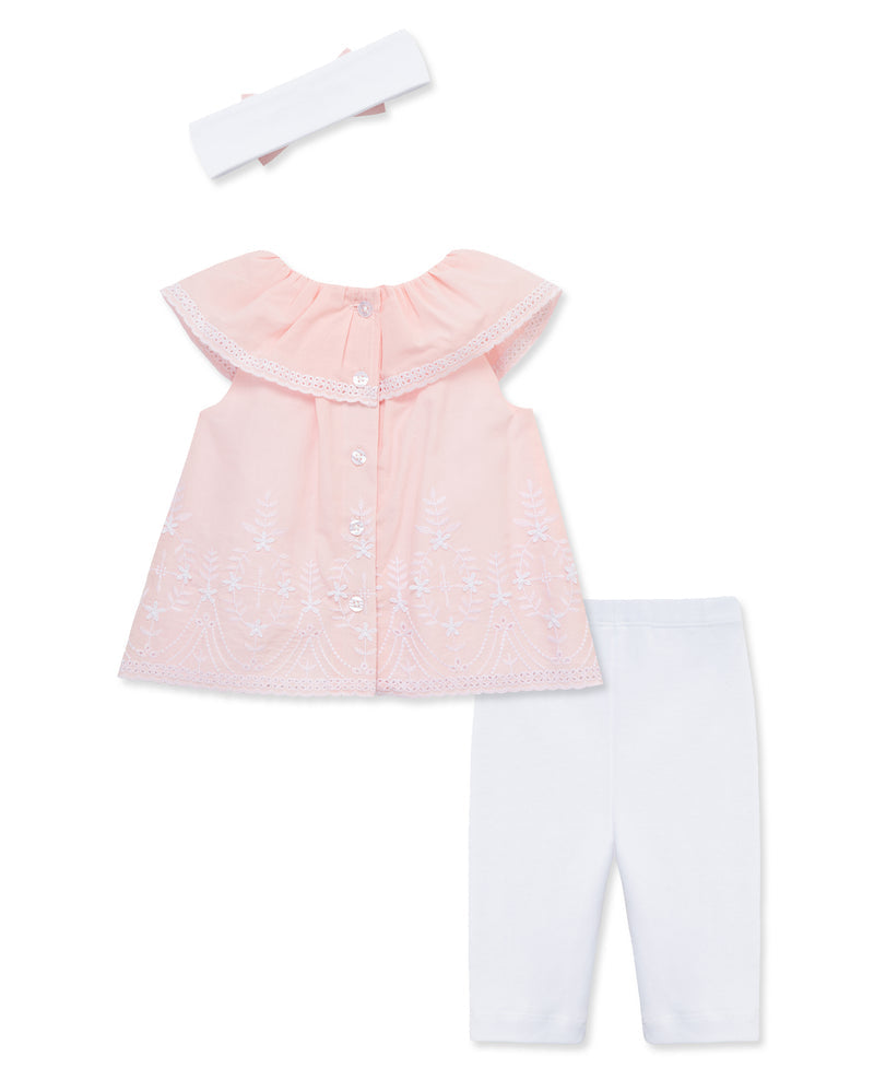 LITTLE ME BEBE NIÑA CONJ. DE PANTALON WOVEN TUNIC EYELET PINK