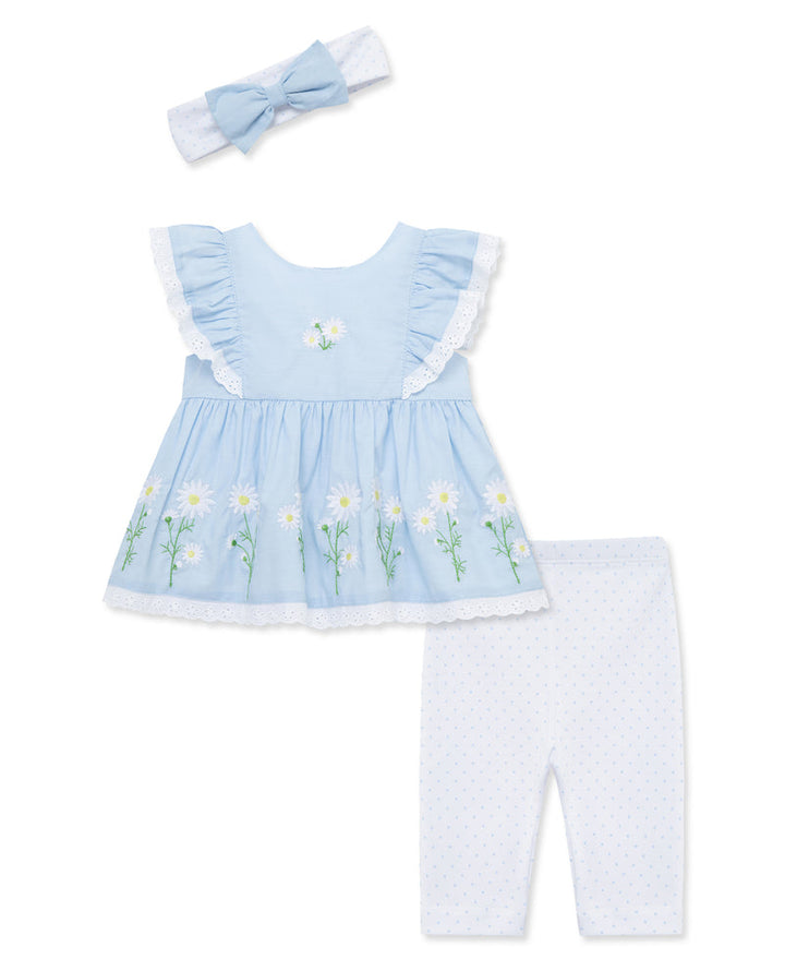 LITTLE ME BEBE NIÑA CONJ. DE PANTALON WOVEN TUNIC DAISY BORDER BLUE
