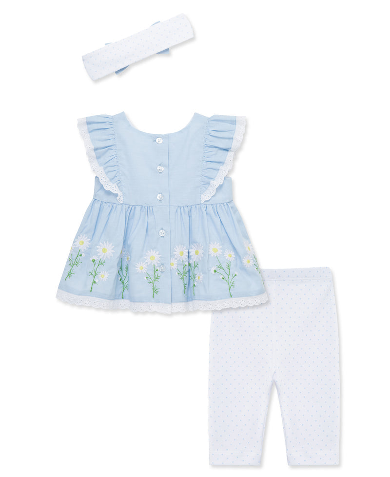 LITTLE ME BEBE NIÑA CONJ. DE PANTALON WOVEN TUNIC DAISY BORDER BLUE