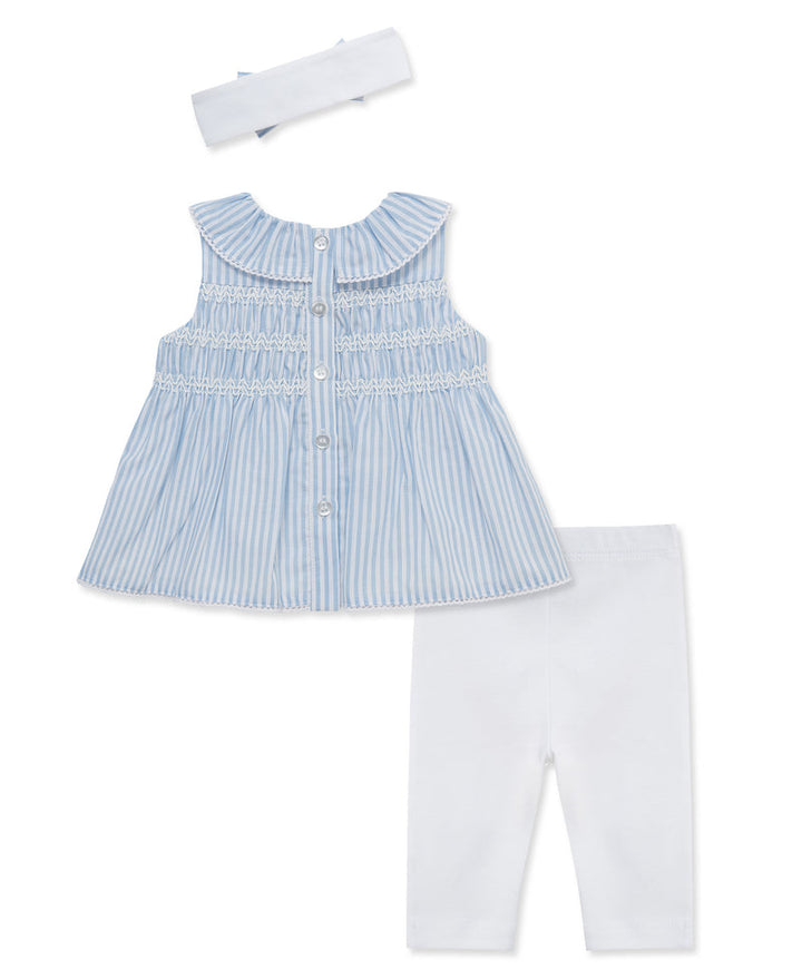 LITTLE ME BEBE NIÑA CONJ. DE PANTALON LEGGING SMOCK FLORAL BLUE/WHITE