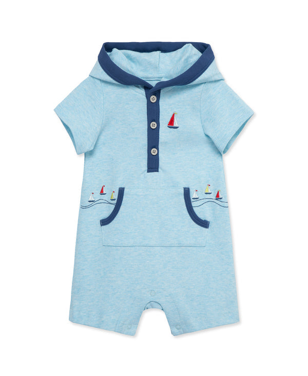 LITTLE ME BEBE NIÑO ROMPER BREEZY SAILOR HOODED BLUE