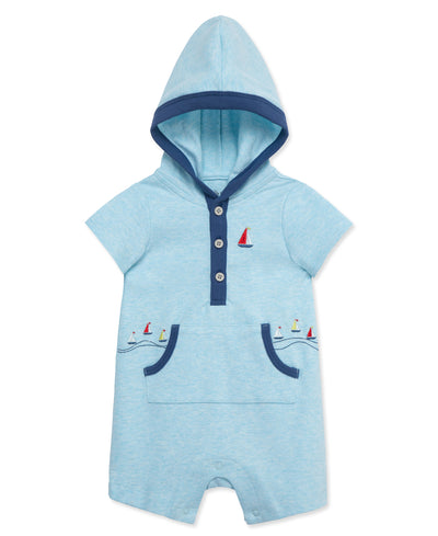 LITTLE ME BEBE NIÑO ROMPER BREEZY SAILOR HOODED BLUE