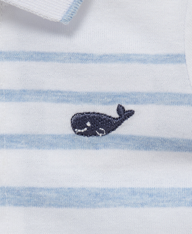 LITTLE ME BEBE NIÑO CONJ. DE OVEROL & HAT BLUE STRIPE