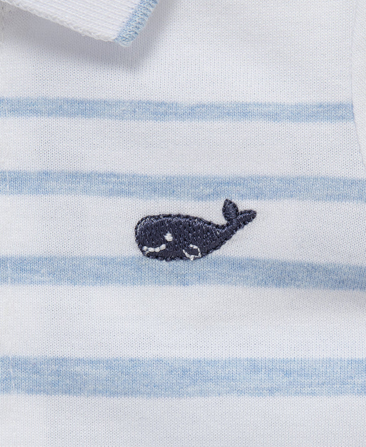 LITTLE ME BEBE NIÑO CONJ. DE OVEROL & HAT BLUE STRIPE