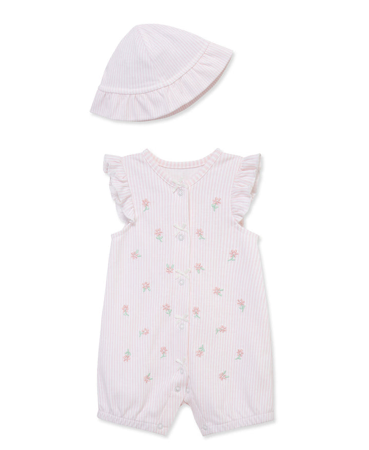 LITTLE ME BEBE NIÑA CONJ. DE OVEROL & HAT PICNIC PINK