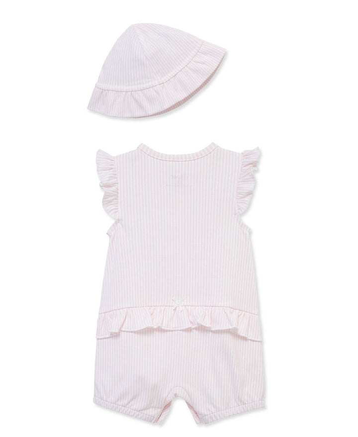LITTLE ME BEBE NIÑA CONJ. DE OVEROL & HAT PICNIC PINK