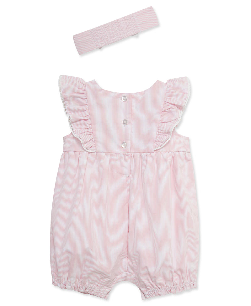 LITTLE ME BEBE NIÑA ROMPER & HEADBAND BOUQUET PINK