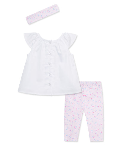 LITTLE ME BEBE NIÑA CONJ. DE PANTALON FLORAL BREEZE ROSY PINK