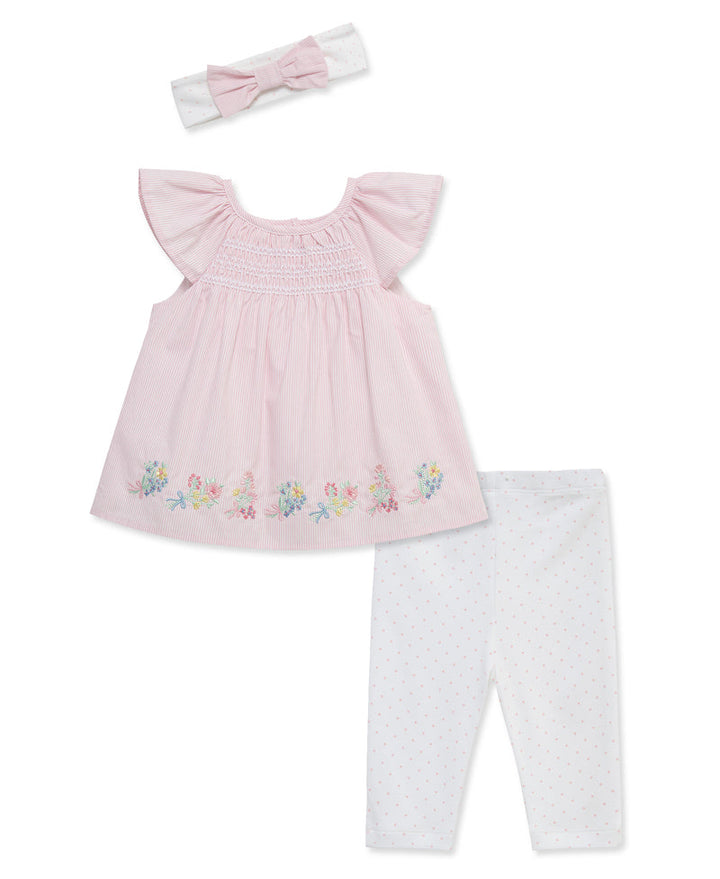 LITTLE ME BEBE NIÑA CONJ. DE PANTALON POSIES TUNIC LEG PINK