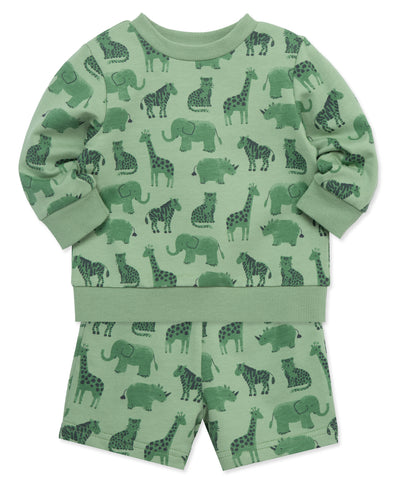 LITTLE ME BEBE NIÑO CONJ. DE SHORT ACTIVE SAFARI GREEN