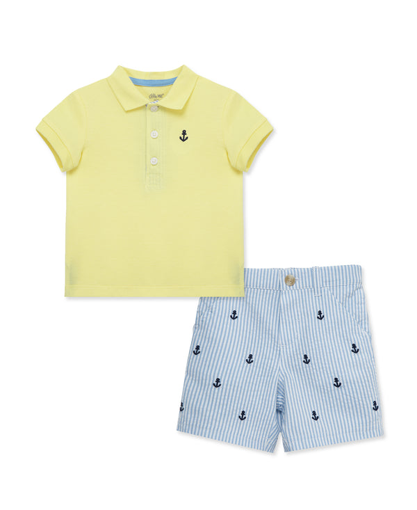 LITTLE ME NIÑO CONJ. DE SHORT POLO ANCHOR BLUE