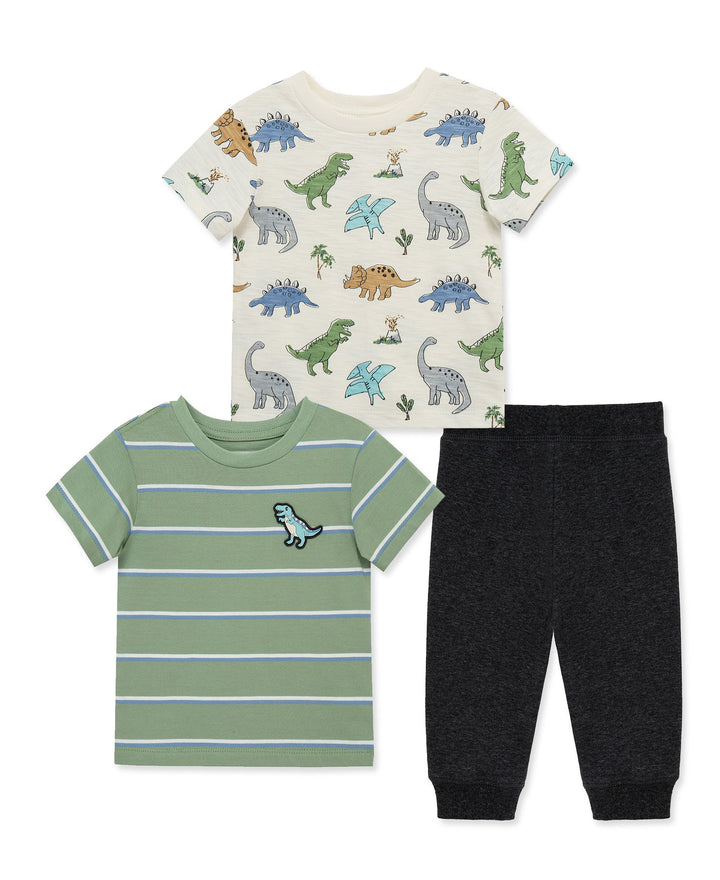 LITTLE ME NIÑO CONJ. DE PANTALON DINO 3PCS GREY MULTI
