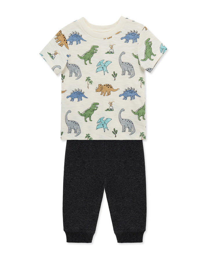LITTLE ME NIÑO CONJ. DE PANTALON DINO 3PCS GREY MULTI