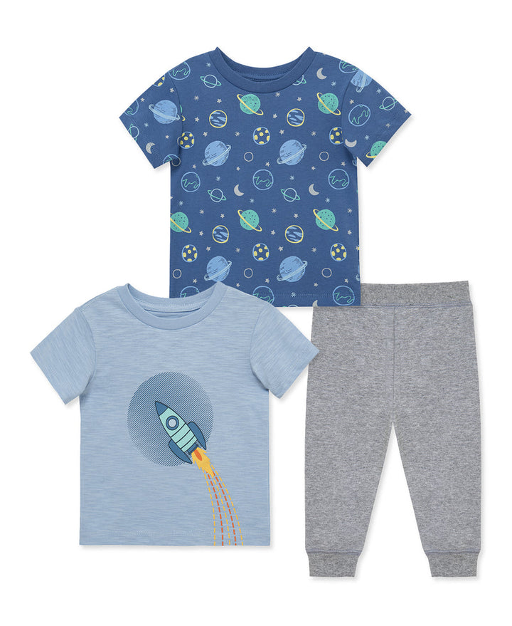 LITTLE ME NIÑO CONJ. DE PANTALON SPACE 3PCS GREY/BLUE