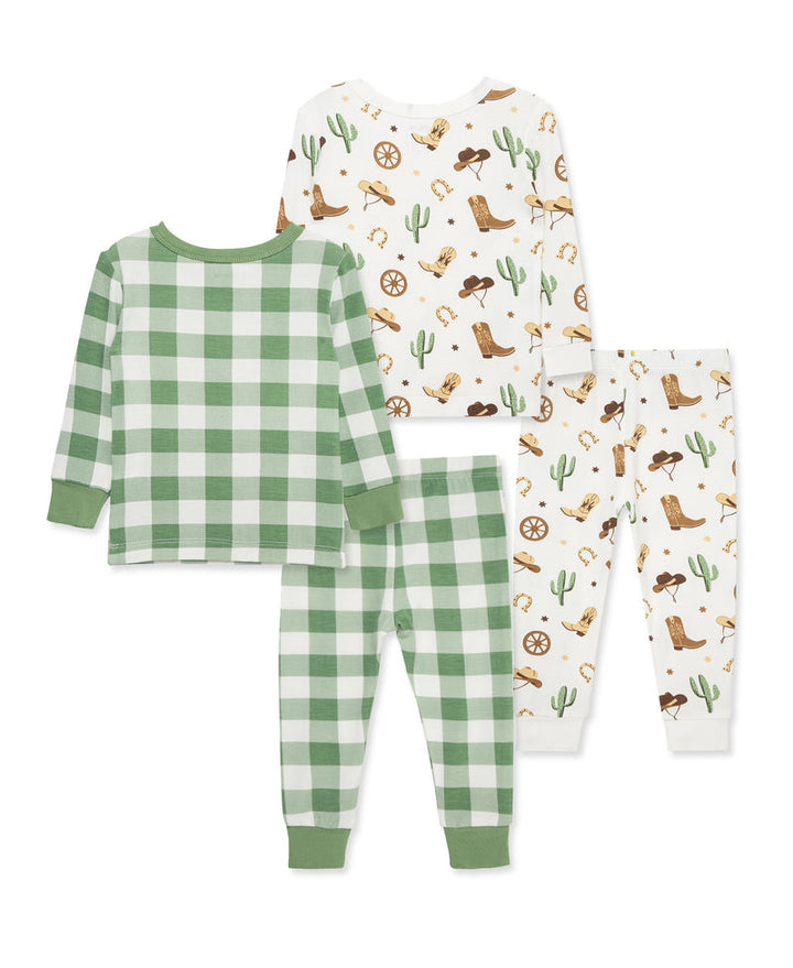 LITTLE ME NIÑO PIJAMA BAMBOO COWBOY GREEN 4PCS