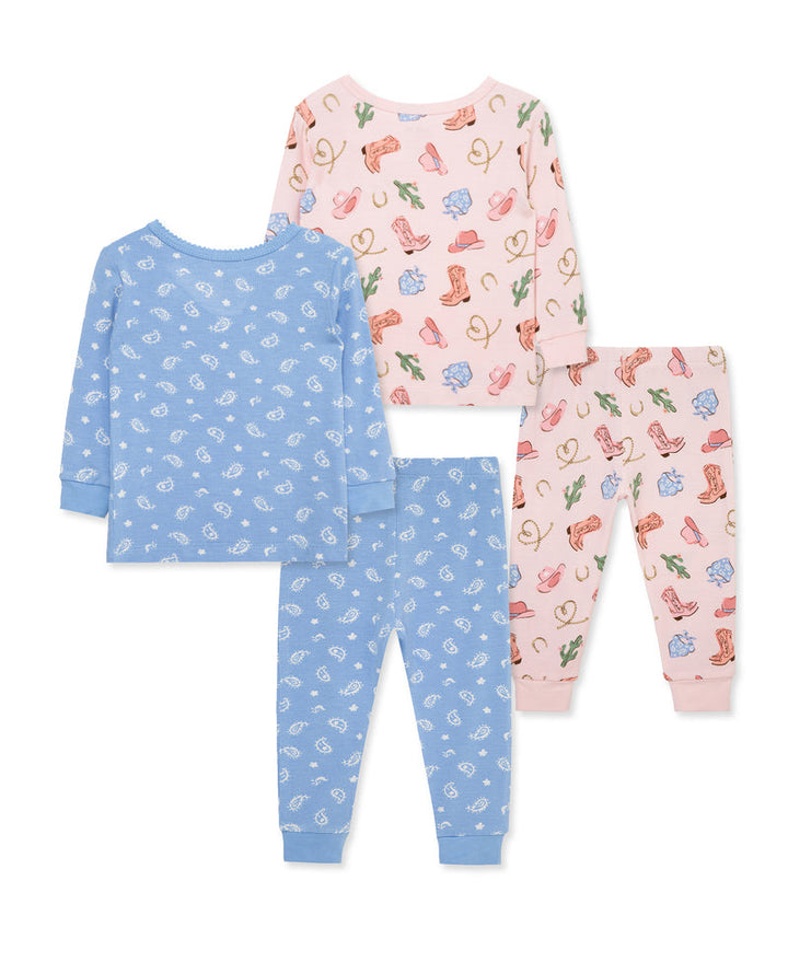 LITTLE ME NIÑA PIJAMA BAMBOO COWGIRL PINK 4PCS