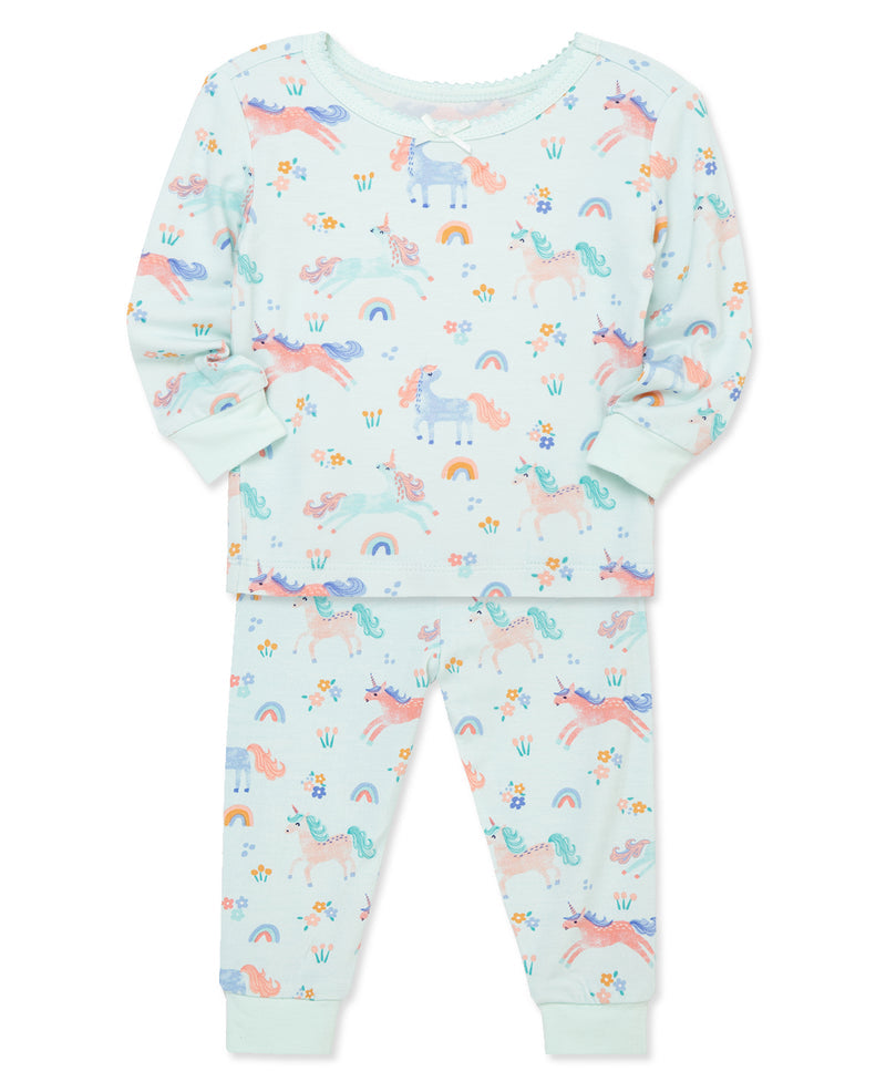 LITTLE ME NIÑA PIJAMA BAMBOO UNICORN AQUA 4PCS