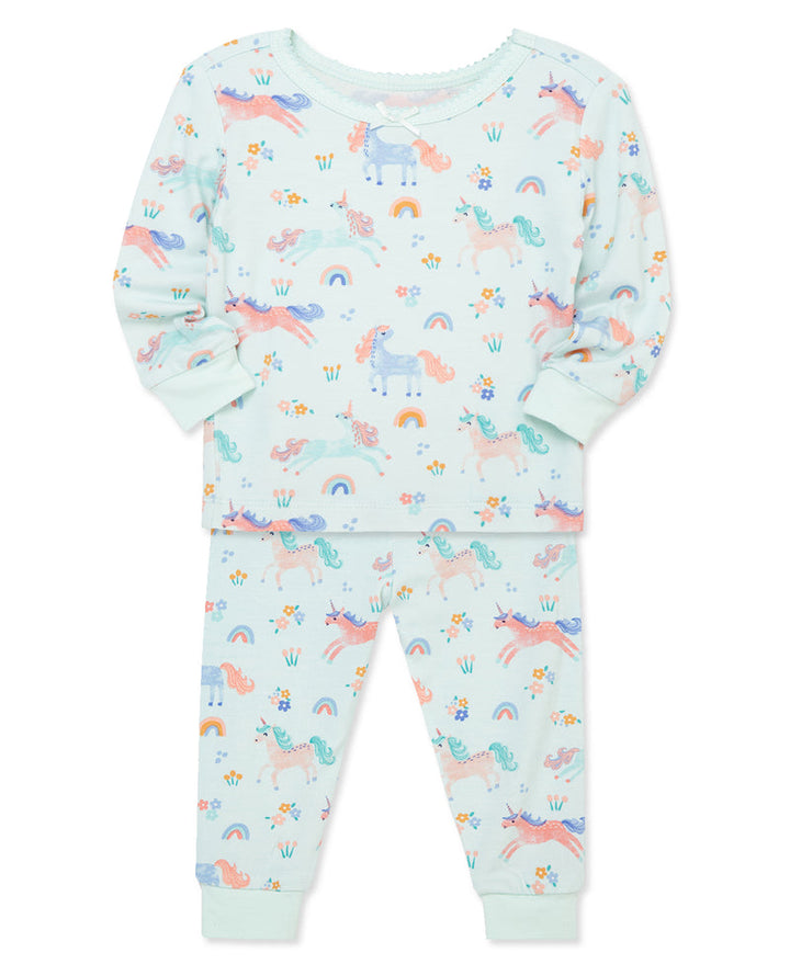 LITTLE ME NIÑA PIJAMA BAMBOO UNICORN AQUA 4PCS