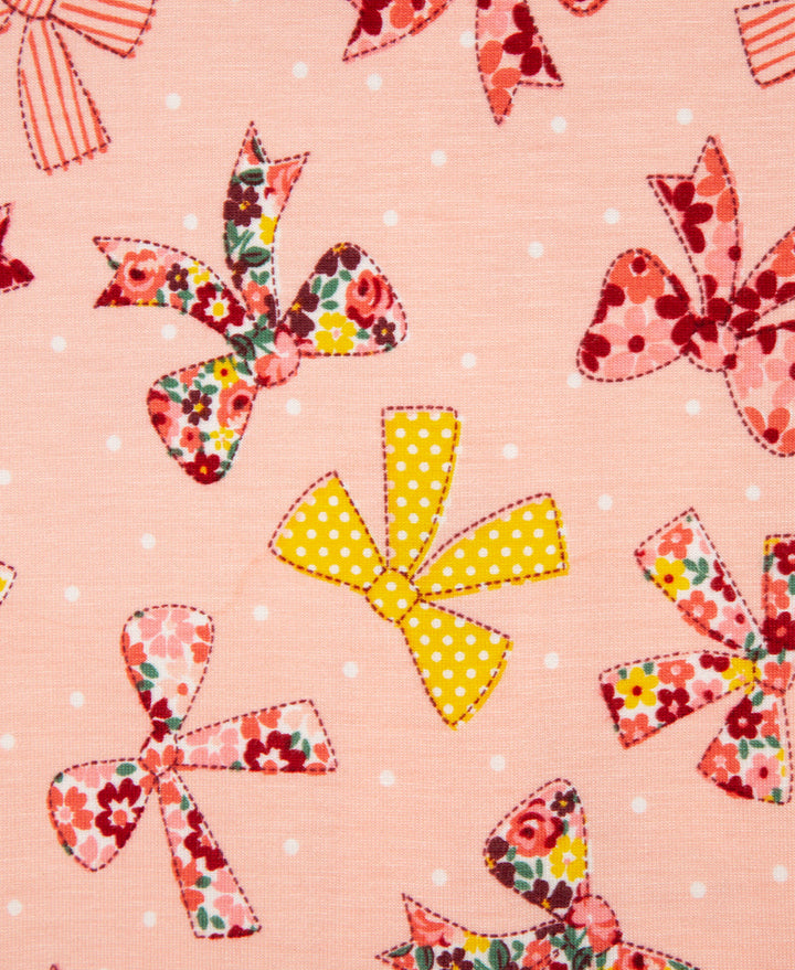 LITTLE ME BEBE NIÑA PIJAMA ZIP FRONT BOW PINK