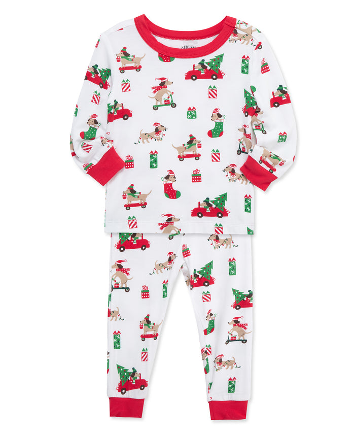 LITTLE ME NIÑO PIJAMA PUPPY WHITE/RED