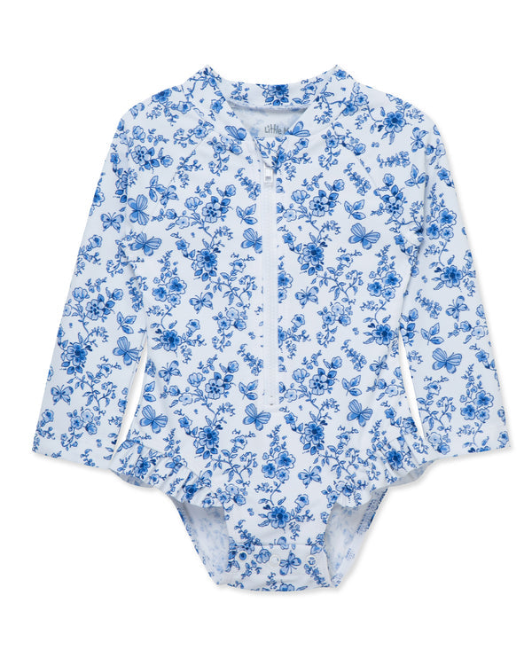 LITTLE ME NIÑA VESTIDO DE BAÑO RASHGUARDS BLUE FLORAL