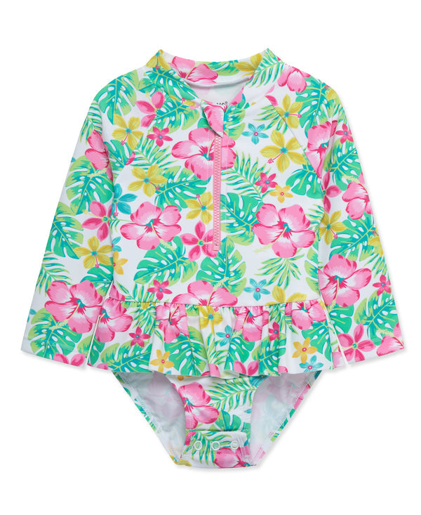 LITTLE ME NIÑA VESTIDO DE BAÑO RASHGUARDS TROPICAL FLORAL