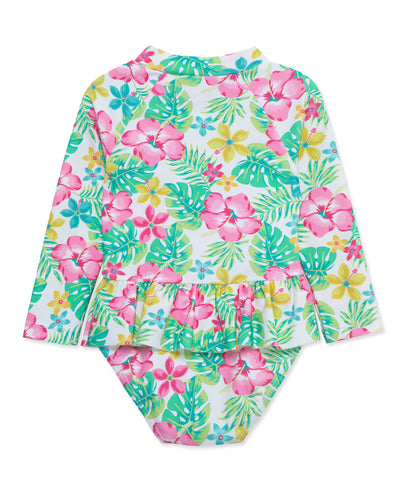 LITTLE ME NIÑA VESTIDO DE BAÑO RASHGUARDS TROPICAL FLORAL