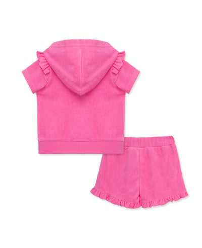 LITTLE ME NIÑA BATA TOALLA SWIM PINK