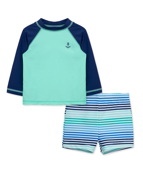 LITTLE ME NIÑO VESTIDO DE BAÑO RASHGUARDS ANCHOR GREEN