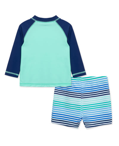 LITTLE ME NIÑO VESTIDO DE BAÑO RASHGUARDS ANCHOR GREEN