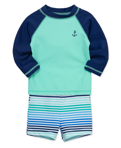 LITTLE ME NIÑO VESTIDO DE BAÑO RASHGUARDS ANCHOR GREEN
