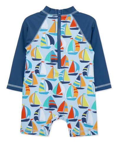 LITTLE ME BEBE NIÑO VESTIDO DE BAÑO RASHGUARDS BOAT BLUE