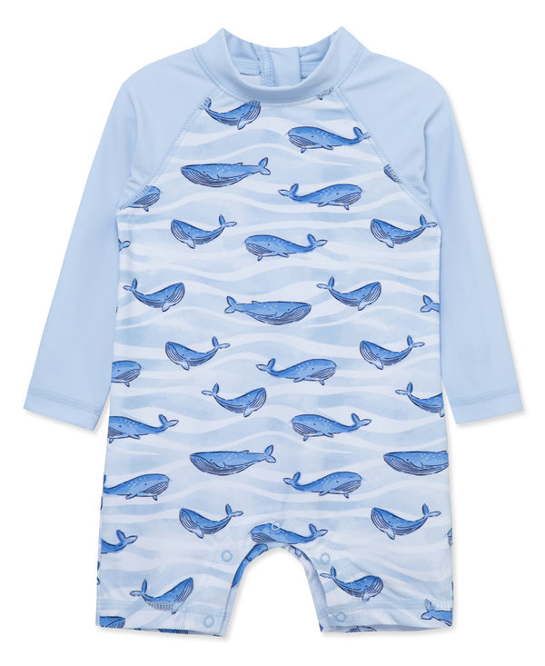 LITTLE ME BEBE NIÑO VESTIDO DE BAÑO RASHGUARDS WHALE BLUE