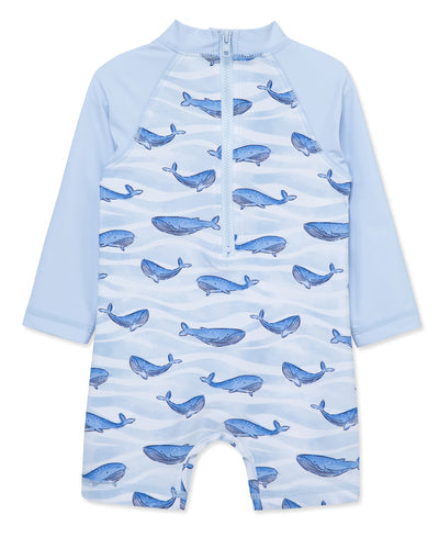 LITTLE ME BEBE NIÑO VESTIDO DE BAÑO RASHGUARDS WHALE BLUE