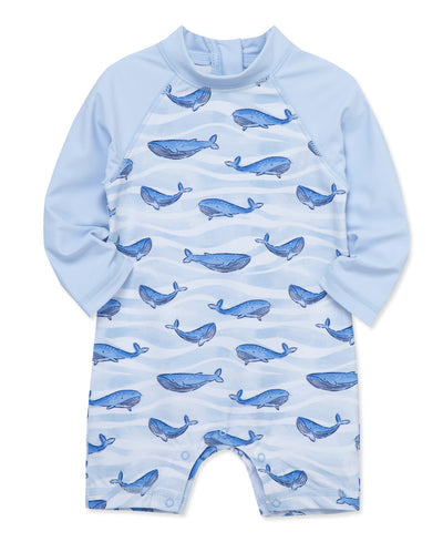 LITTLE ME BEBE NIÑO VESTIDO DE BAÑO RASHGUARDS WHALE BLUE