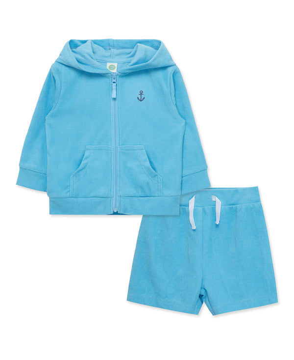 LITTLE ME NIÑO BATA TOALLA SWIM BLUE