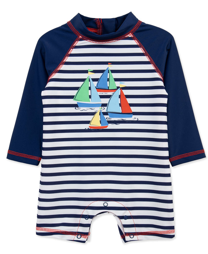 LITTLE ME BEBE NIÑO VESTIDO DE BAÑO BOAT M/L BLUE STRIPE