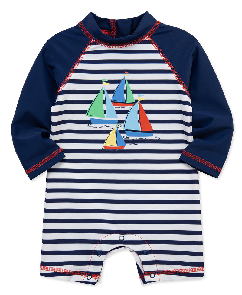 LITTLE ME BEBE NIÑO VESTIDO DE BAÑO BOAT M/L BLUE STRIPE