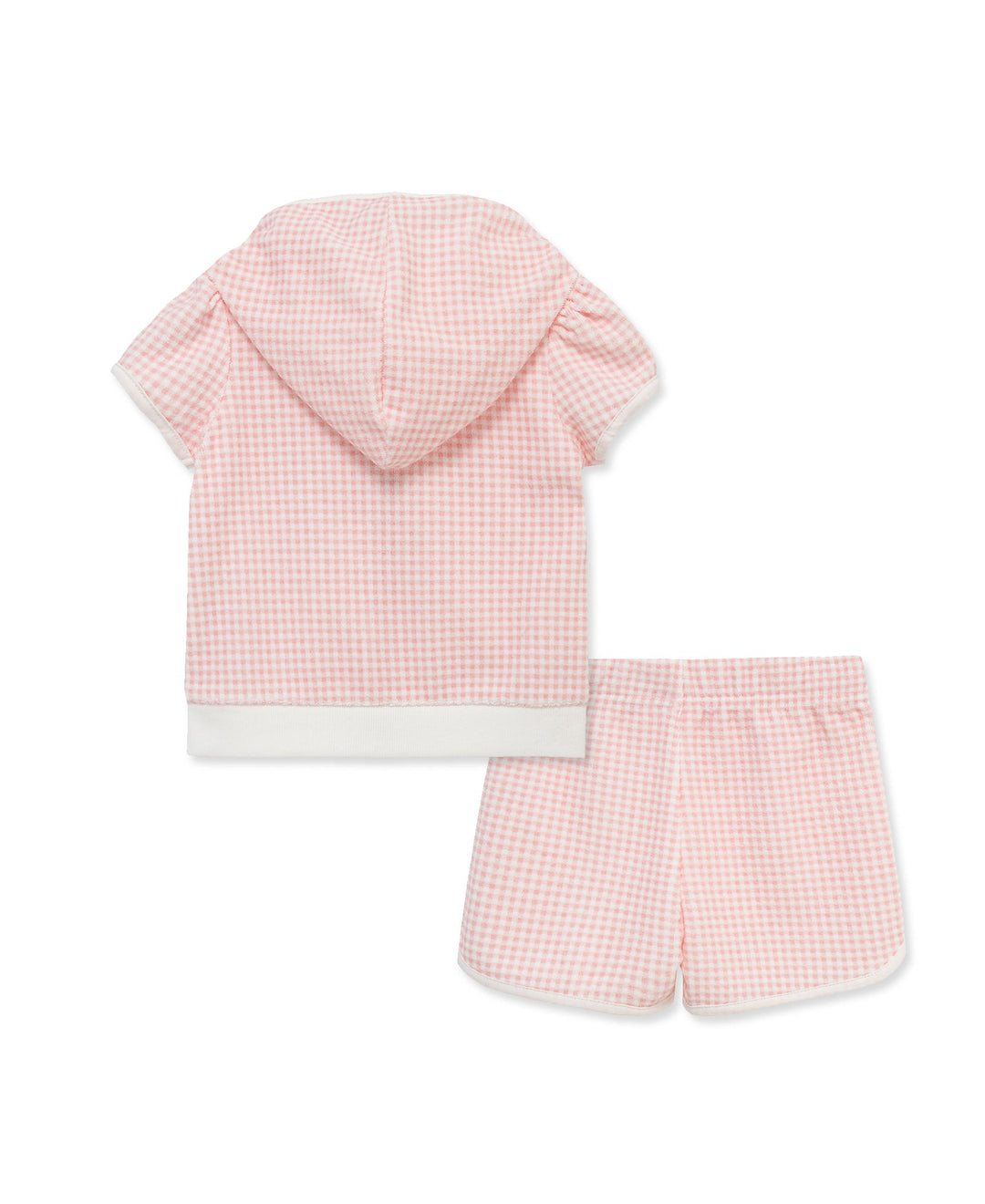 LITTLE ME NIÑA BATA TOALLA GINGHAM PINK