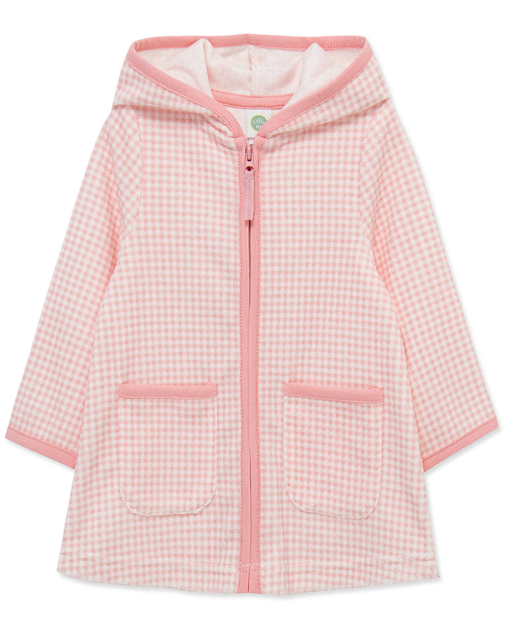 LITTLE ME NIÑA BATA TOALLA GINGHAM M/L PINK