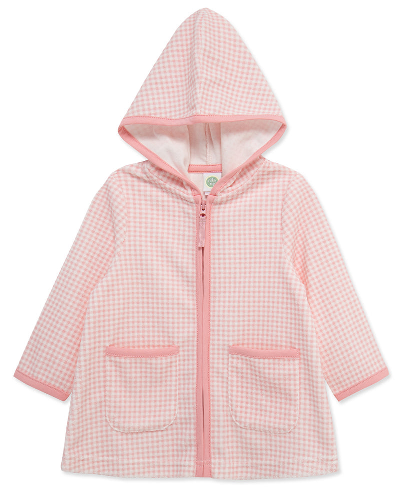 LITTLE ME NIÑA BATA TOALLA GINGHAM M/L PINK