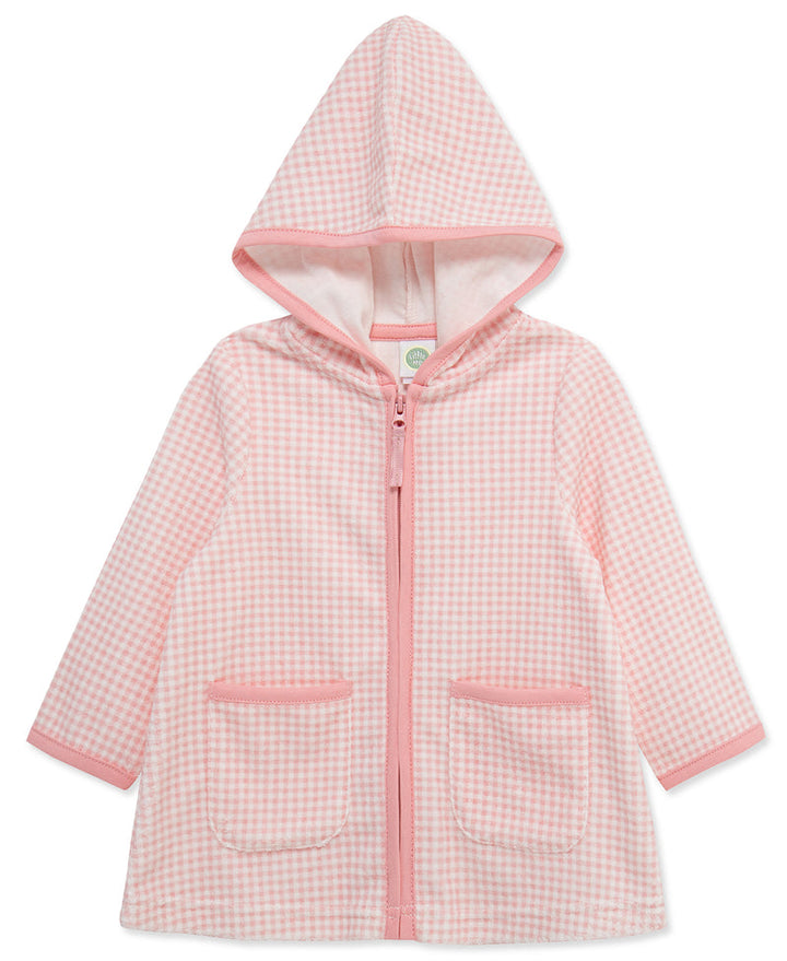 LITTLE ME NIÑA BATA TOALLA GINGHAM M/L PINK