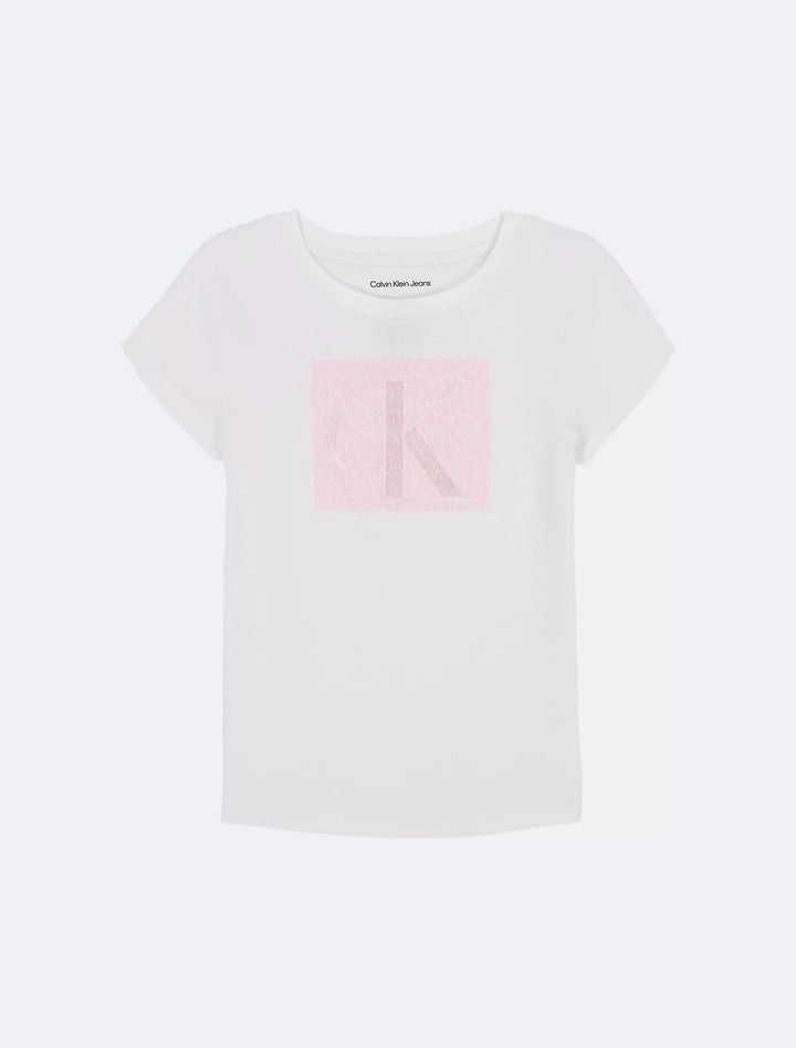 CALVIN KLEIN NIÑA TSHIRT CK SCRIBBLE CLASSIC SS WHITE
