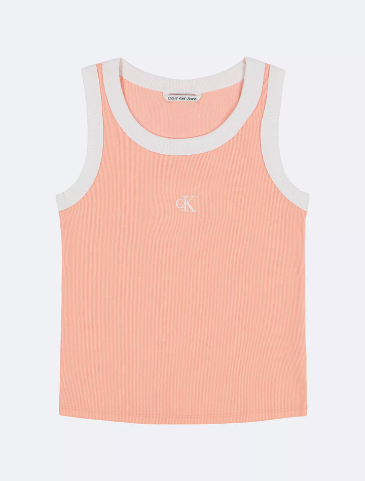 CALVIN KLEIN NIÑA TSHIRT CONTRAST RIB TANK CANDLELIGHT PEACH