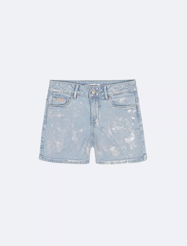 CALVIN KLEIN NIÑA SHORT FOIL PRINTED DENIM CIRRUS SHINE
