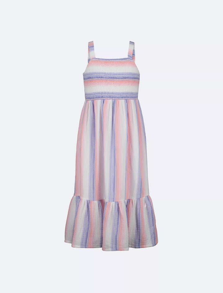 CALVIN KLEIN NIÑA VESTIDO PRINTED STRIPE SUN WHITE