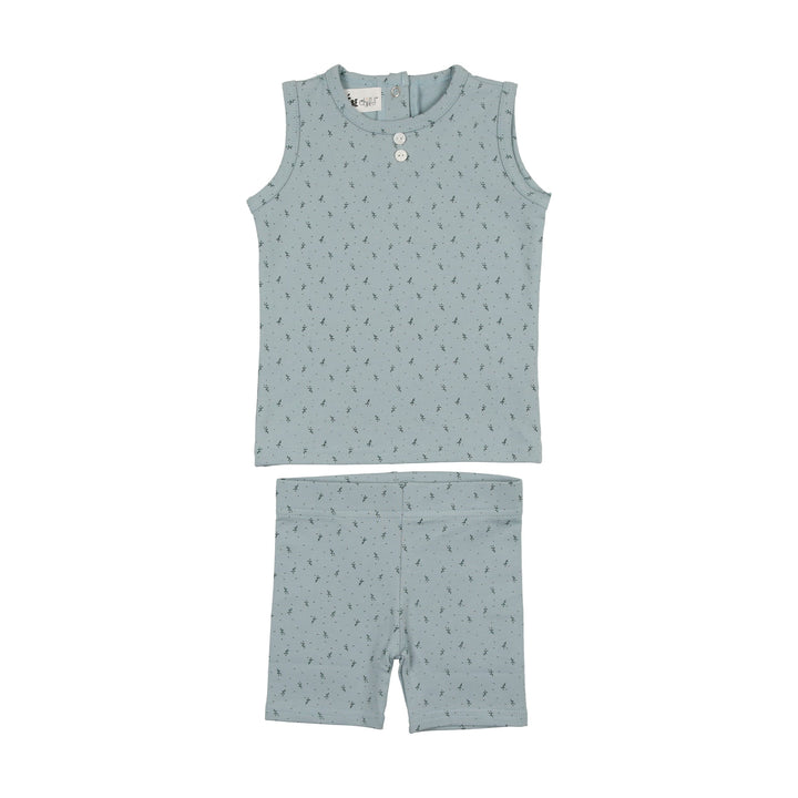 MANIERE BEBE NIÑO PIJAMA BUTTONS AND POLKADOTS AQUA