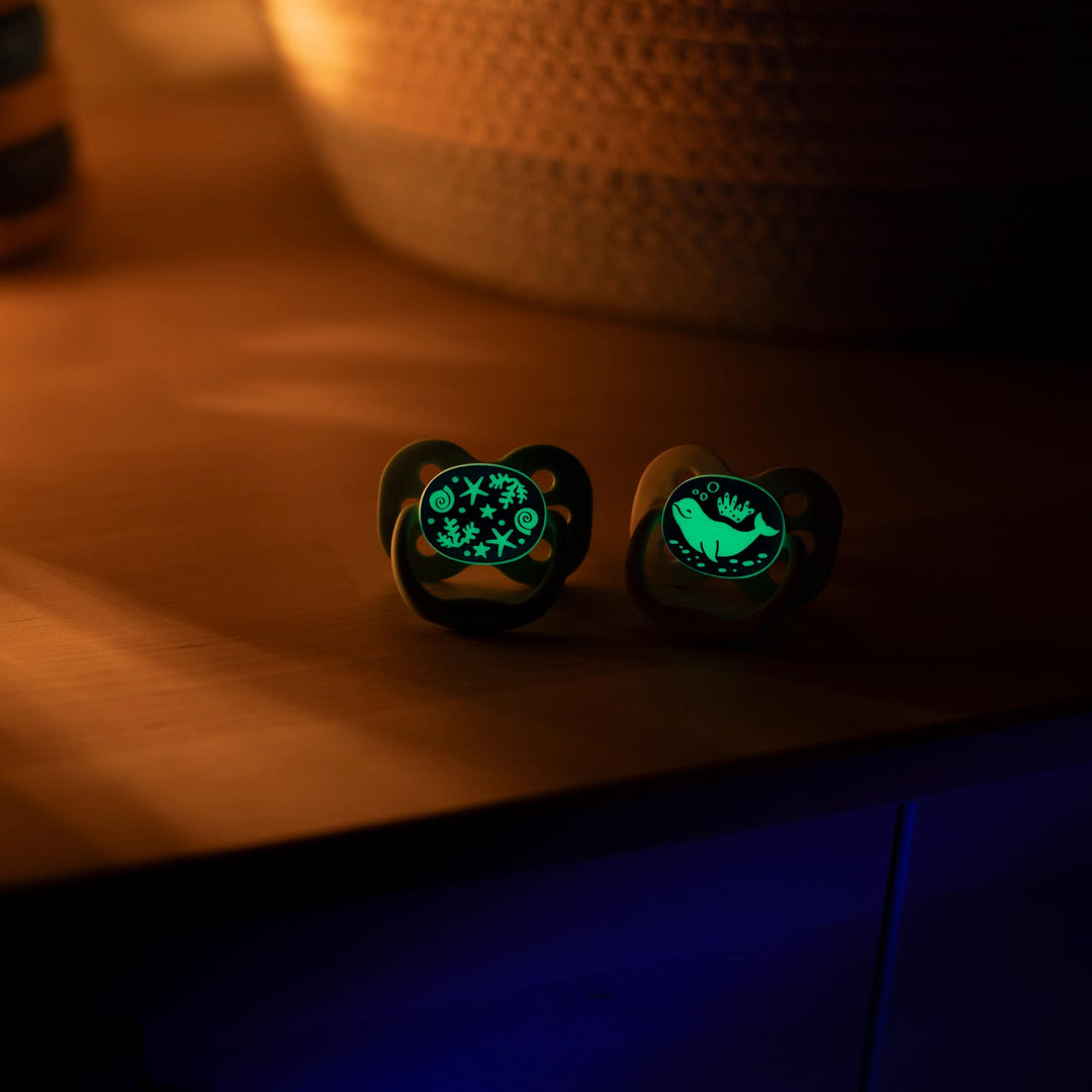 DR. BROWN CHUPETES BRILLAN EN LA OSCURIDAD 2UNIDADES AZUL