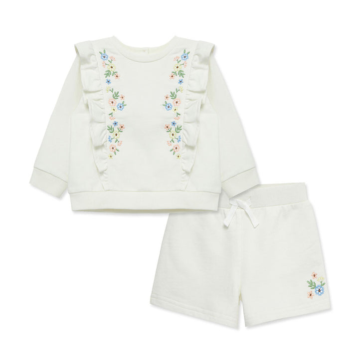 LITTLE ME NIÑA CONJ. DE SHORT ACTIVE GARDEN IVORY